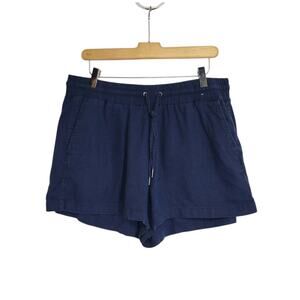 Gap Navy Blue Linen Blend High Rise Drawstring 3" Shorts Size Large